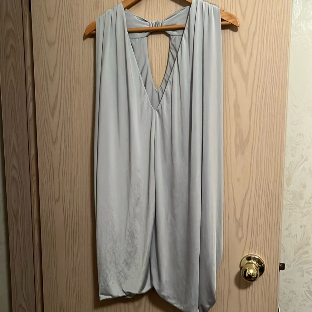 Friend of mine grace drape dress. Silver blue wear me back to front